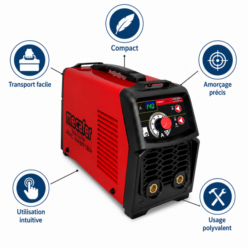 Mecafer Poste a Souder MMA et TIG Lift Inverter 140A IGBT Electrodes, Mecafer Kobleo