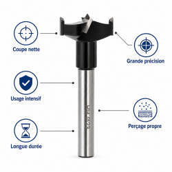 Leman Meche a Bois au Carbure HM a Fond Plat D. 23 mm Pro, Leman Kobleo