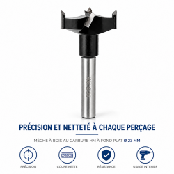 Leman Meche a Bois au Carbure HM a Fond Plat D. 23 mm Pro, Leman Kobleo