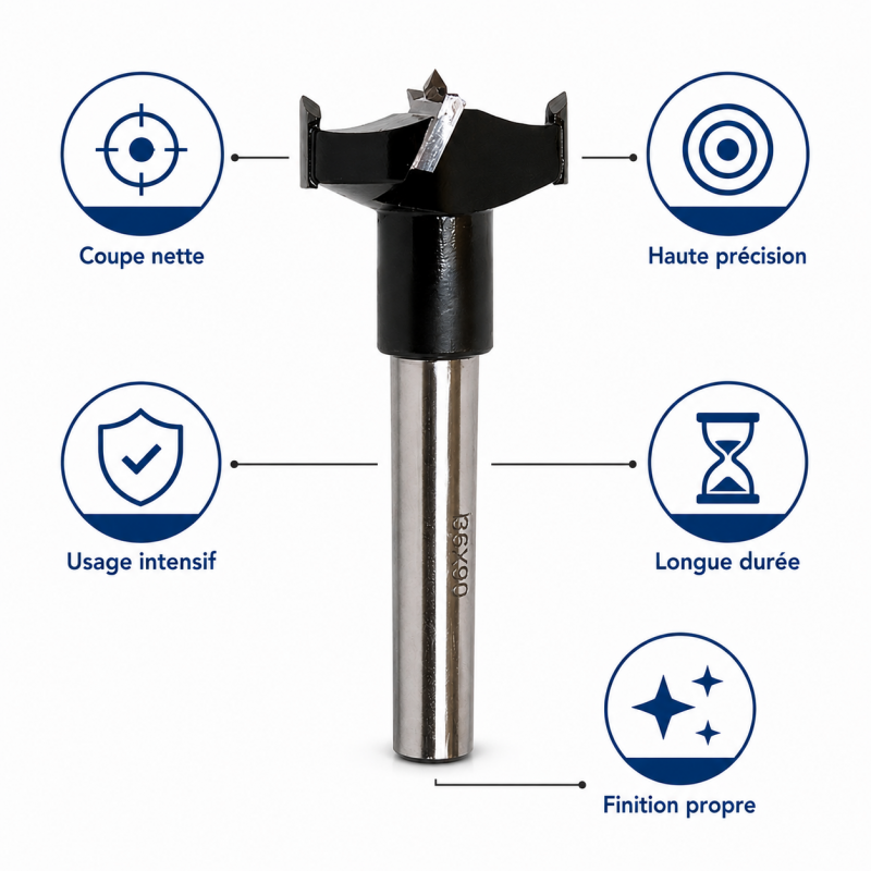 Leman Meche a Bois au Carbure HM a Fond Plat D. 36 mm Pro, Leman Kobleo