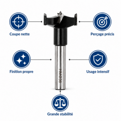 Leman Meche a Bois au Carbure HM a Fond Plat D. 38 mm Pro, Leman Kobleo