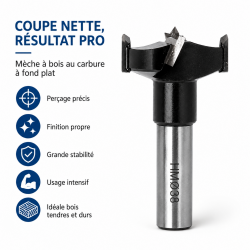 Leman Meche a Bois au Carbure HM a Fond Plat D. 38 mm Pro, Leman Kobleo