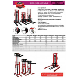 Stockman Gerbeur manuel fourches réglables 1000Kg 1600mm HMS10/1600FRLE Kobleo