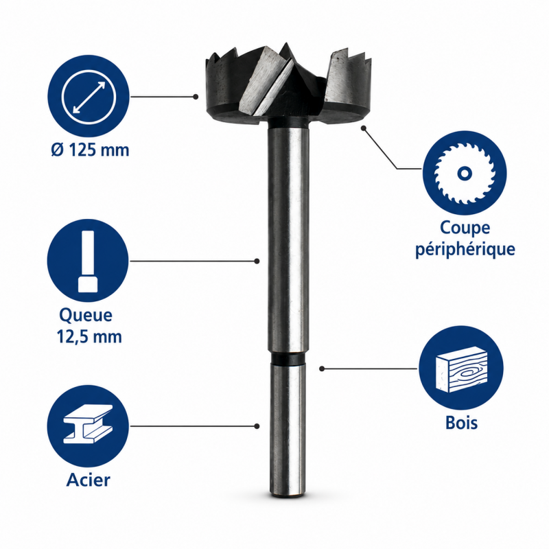 Leman Meche Faconner Acier D125 Q12,5 LEMAN Kobleo