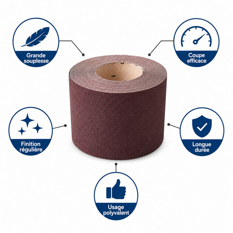Leman Rouleau Abrasif Toile 100 mm x 25 m Grain 40 Bois, Leman Kobleo