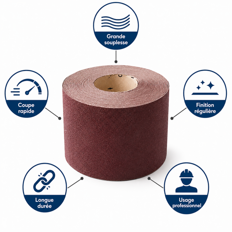 Leman Rouleau Abrasif Toile 115 mm x 25 m Grain 40 Bois, Leman Kobleo