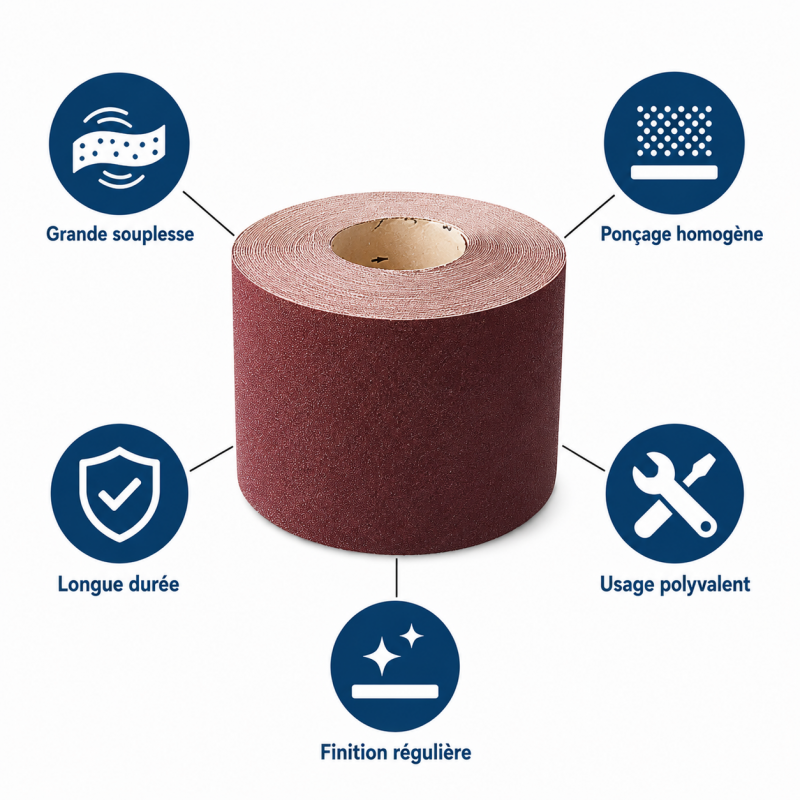 Leman Rouleau Abrasif Toile 115 mm x 25 m Grain 60 Bois, Leman Kobleo