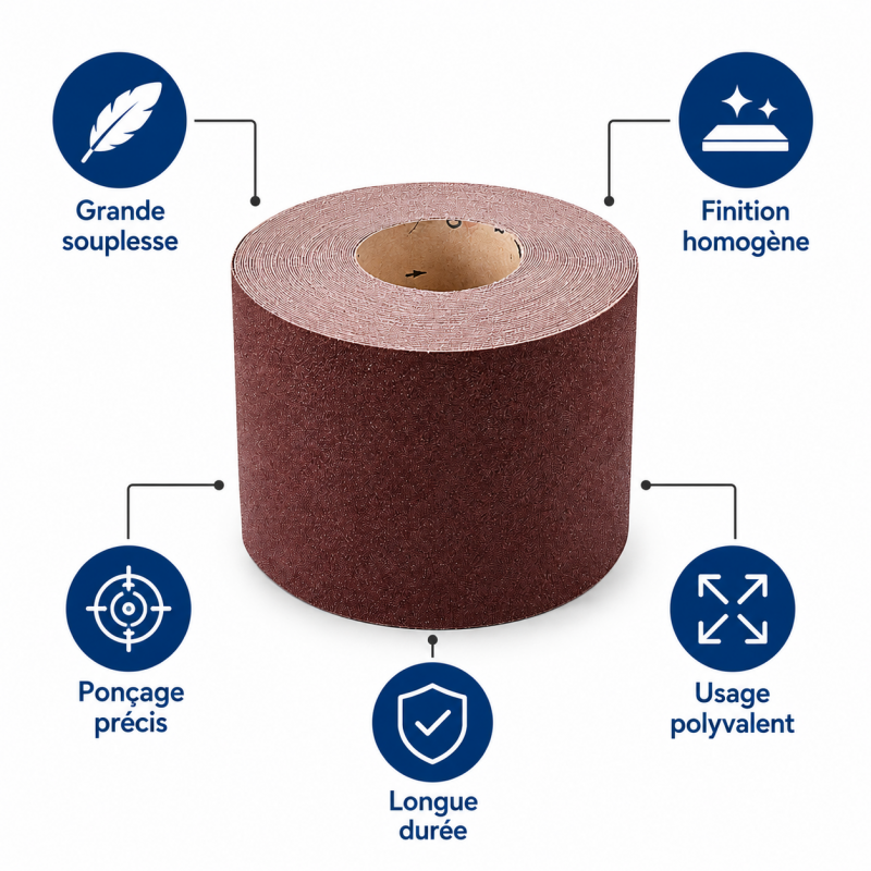 Leman Rouleau Abrasif Toile 115 mm x 25 m Grain 120 Bois, Leman Kobleo