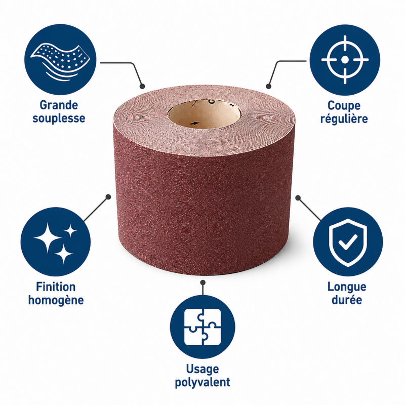 Leman Rouleau Abrasif Toile 115 mm x 25 m Grain 150 Bois, Leman Kobleo