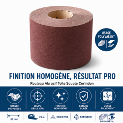 Leman Rouleau Abrasif Toile 115 mm x 25 m Grain 150 Bois, Leman Kobleo