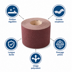 Leman Rouleau Abrasif Toile 115 mm x 25 m Grain 220 Bois, Leman Kobleo
