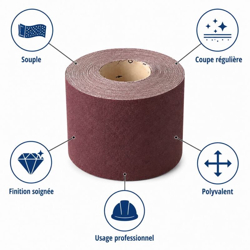 Leman Rouleau Abrasif Toile 115 mm x 25 m Grain 240 Bois, Leman Kobleo
