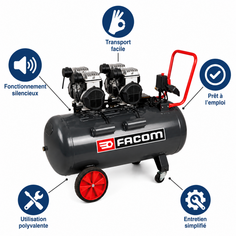 Mecafer Compresseur Portable Compact Cuve Horizontale Electrique, Mecafer Kobleo