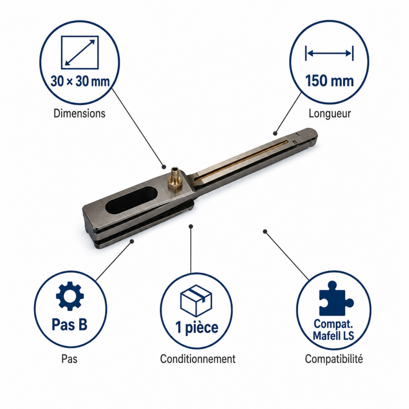 Leman Guide de Mortaiseuse 30 x 30 x 150 mm Pas B Pro, Leman Kobleo