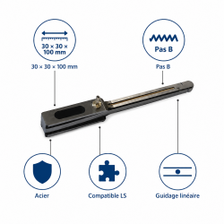 Leman Guide de Mortaiseuse 30 x 30 x 100 mm Pas B Pro, Leman Kobleo