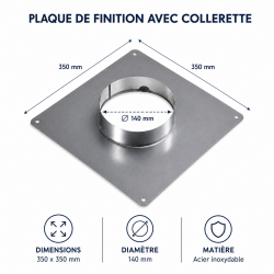 TEN Plaque d'étanchéité inox 350x350 Ø140 TEN Kobleo