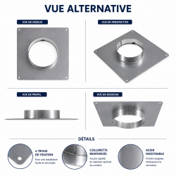 TEN Plaque d'étanchéité inox 350x350 Ø140 TEN Kobleo