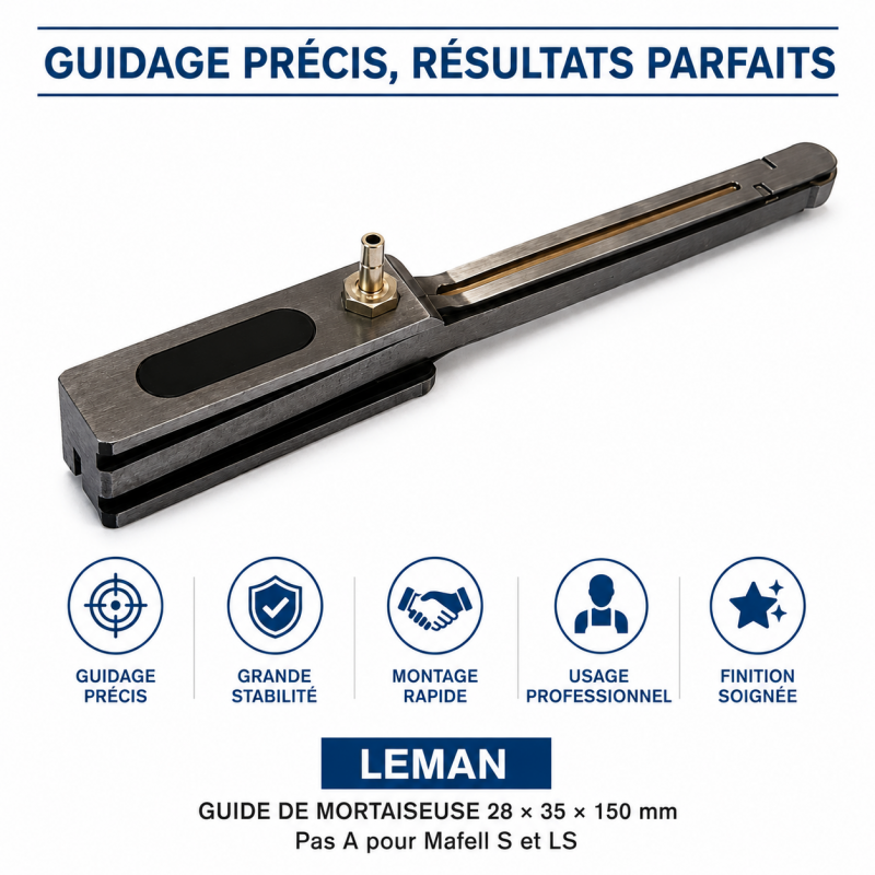 Leman Guide de Mortaiseuse 28 x 35 x 150 mm Pas A Pro, Leman Kobleo