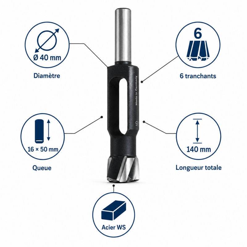 Leman Meche a Bouchonner WS D. 40 mm en Acier Pro, Leman Kobleo