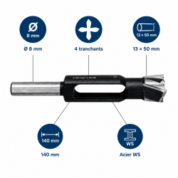 Leman Meche a Bouchonner WS D. 8 mm en Acier Pro, Leman Kobleo