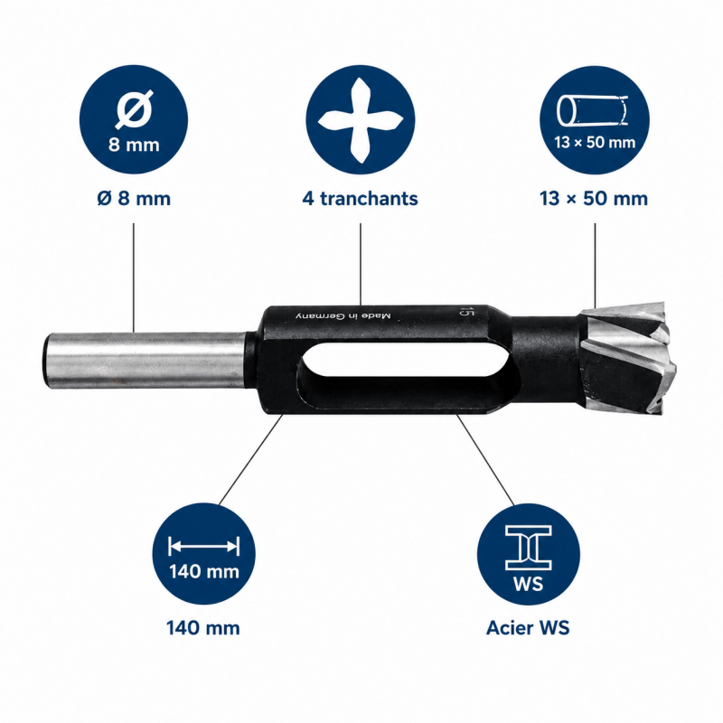 Leman Meche a Bouchonner WS D. 8 mm en Acier Pro, Leman Kobleo