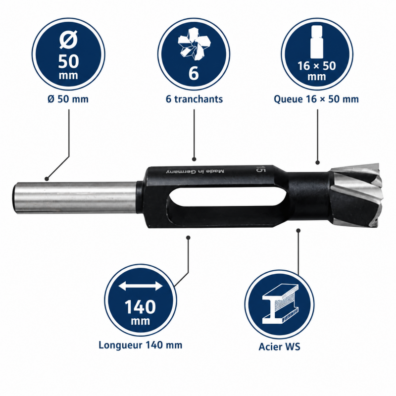 Leman Meche a Bouchonner WS D. 50 mm en Acier Pro, Leman Kobleo