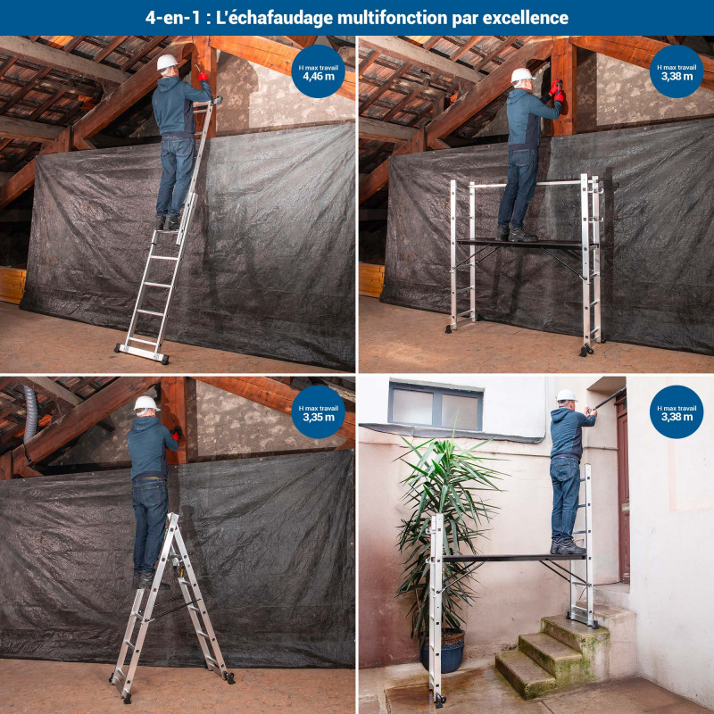 Echafaudage roulant SCAFFOLDAX2X6, H max Travail 4,46m, Hostrom