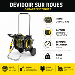 Karcher Chariot Devidoir HT 4.20 Set, Tuyau de 20 m en 13 mm, Karcher Kobleo