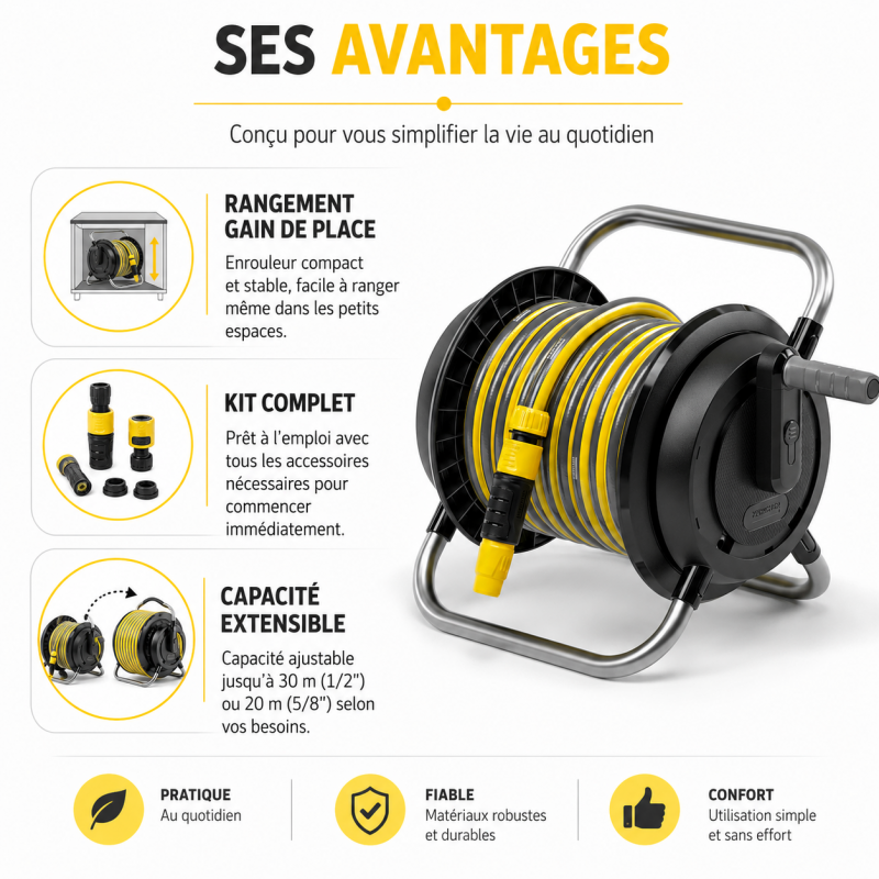 Karcher Devidoir Portable HR 2.10 Set Tuyau de 10 m, Compact, Karcher Kobleo