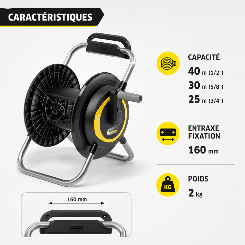 Karcher Devidoir Portable HR 3, Capacite de 40 m, Double Usage, Karcher Kobleo