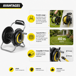 Karcher Devidoir Portable HR 3, Capacite de 40 m, Double Usage, Karcher Kobleo