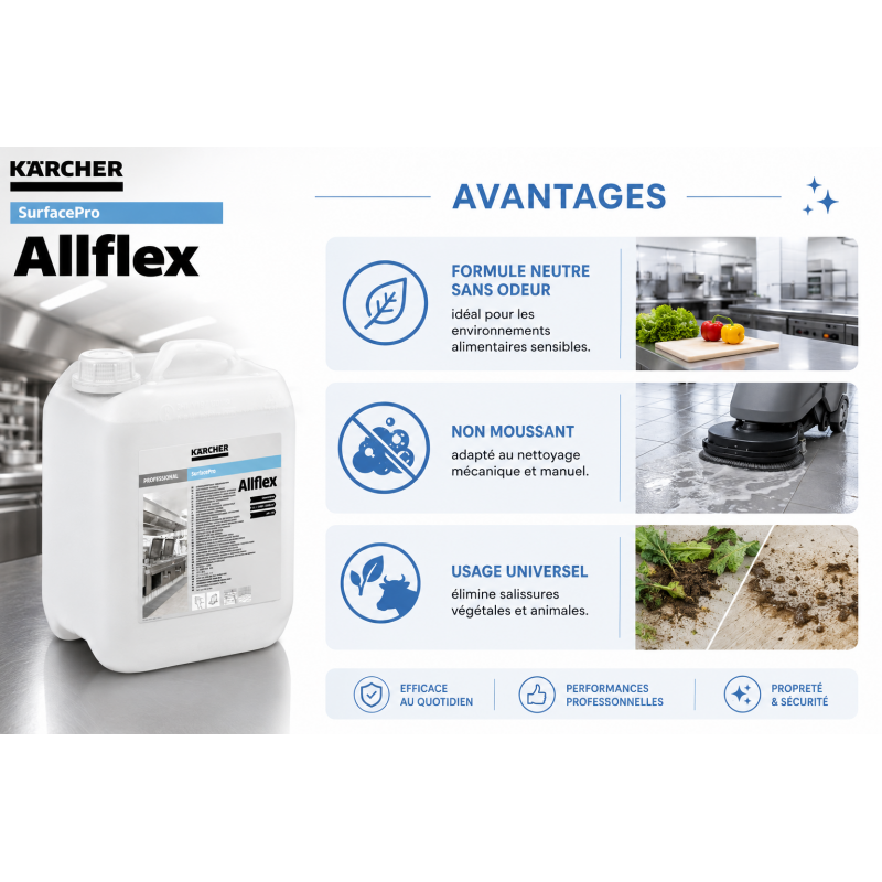 Karcher Detergent d'Entretien SurfacePro Allflex 10 L sans Odeur, Karcher Kobleo