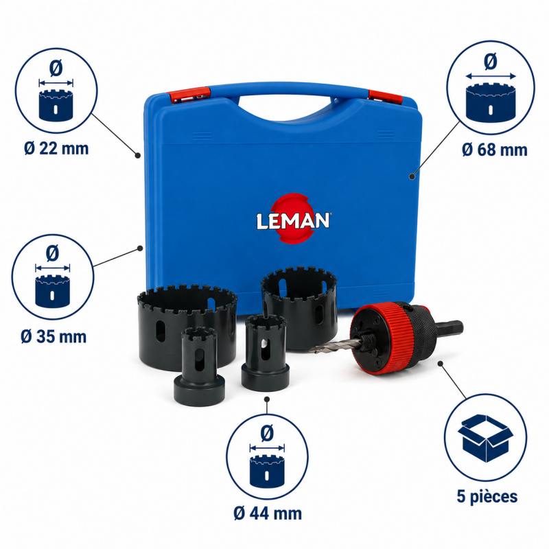 Leman Coffret 5 Trepans Diamantes LEMAN Kobleo