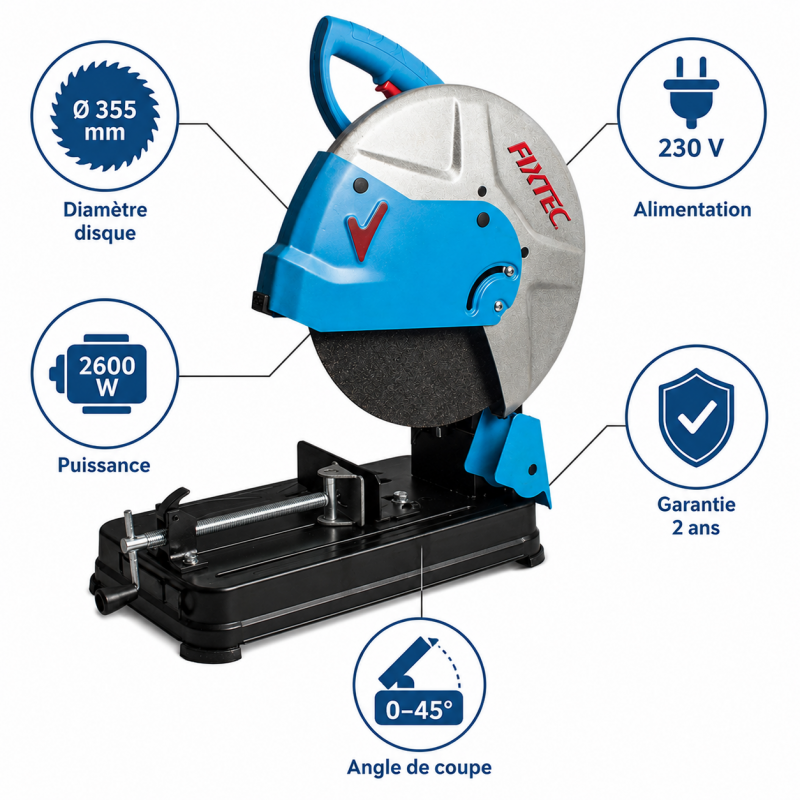 Leman Tronconneuse Metaux D355 2600W FIXTEC Kobleo