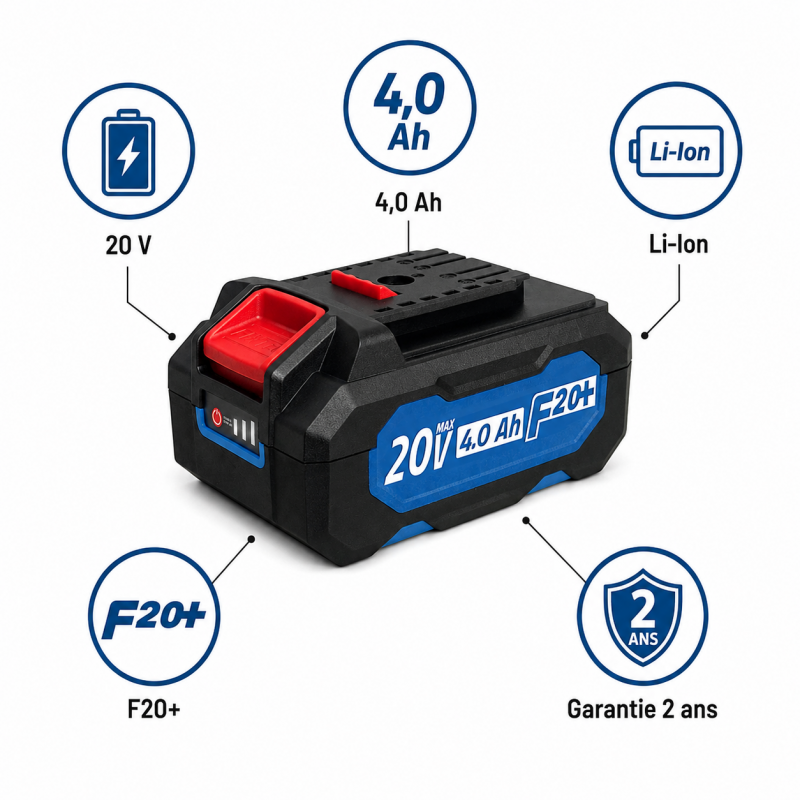 Leman Batterie Li-Ion 20V 4,0Ah FIXTEC Kobleo