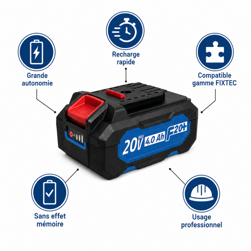 Leman Batterie Li-Ion 20V 4,0Ah FIXTEC Kobleo