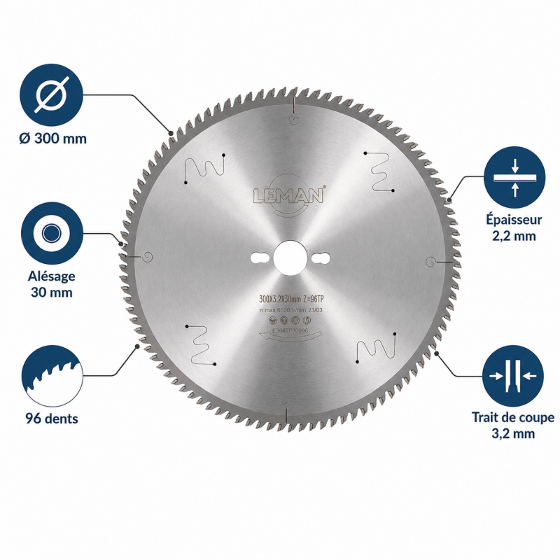 Leman Lame Scie Expert Panneaux D300 96T LEMAN Kobleo