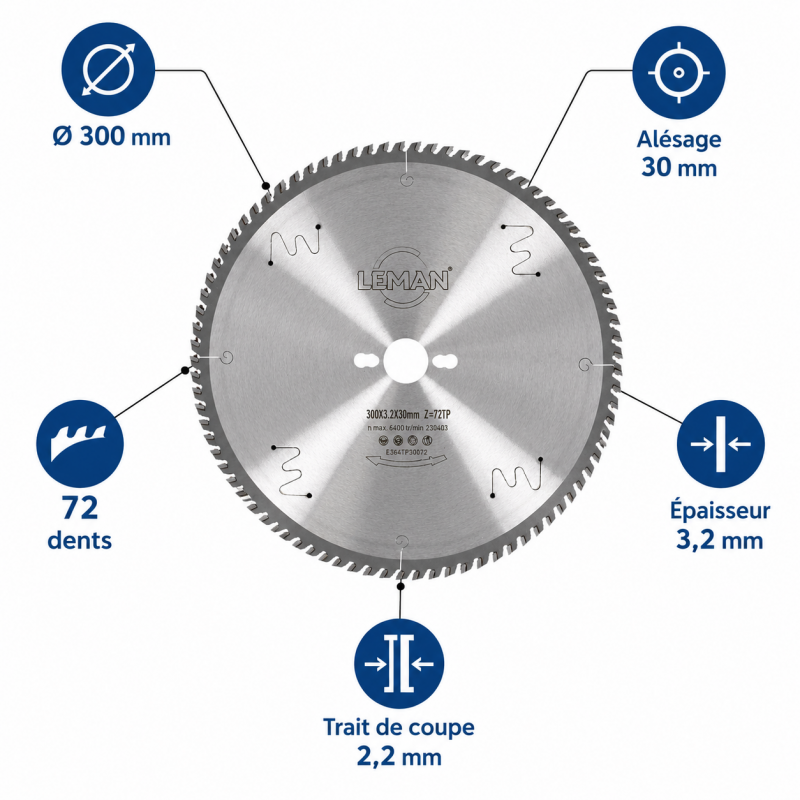 Leman Lame Scie Expert Panneaux D300 72T LEMAN Kobleo