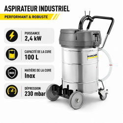 Karcher Aspirateur Industriel IVR-L 100 24-2 Me 2.4 kW Inox, Garantie, Karcher Kobleo