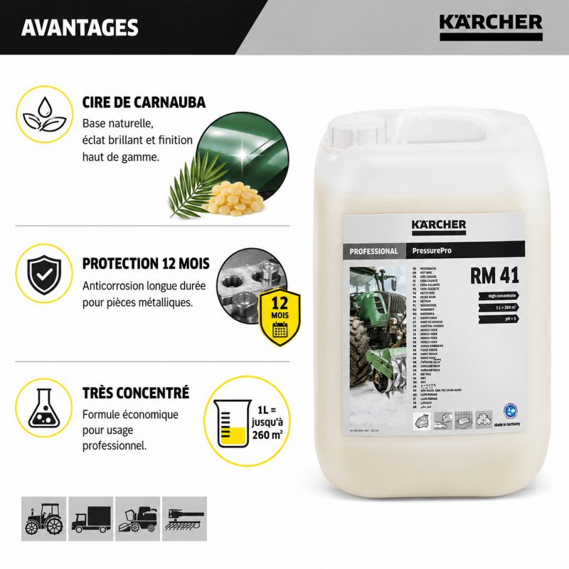 Karcher Cire Chaude PressurePro RM 41 Bidon de 10 L pH 5, Karcher Kobleo