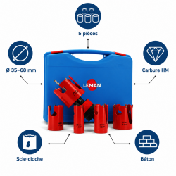 Leman Coffret 5 Trepans Carbure 35-68 LEMAN Kobleo