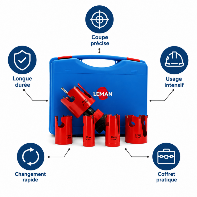 Leman Coffret 5 Trepans Carbure 35-68 LEMAN Kobleo