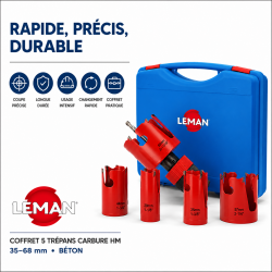 Leman Coffret 5 Trepans Carbure 35-68 LEMAN Kobleo