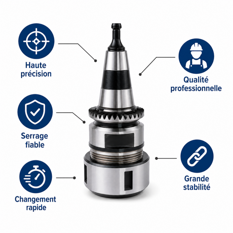 Leman Cone ISO 30 Couronne Crantee ER40 CNC, Leman Kobleo