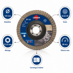 Leman Disque Lamelles Diamant D125 Gr60 LEMAN Kobleo