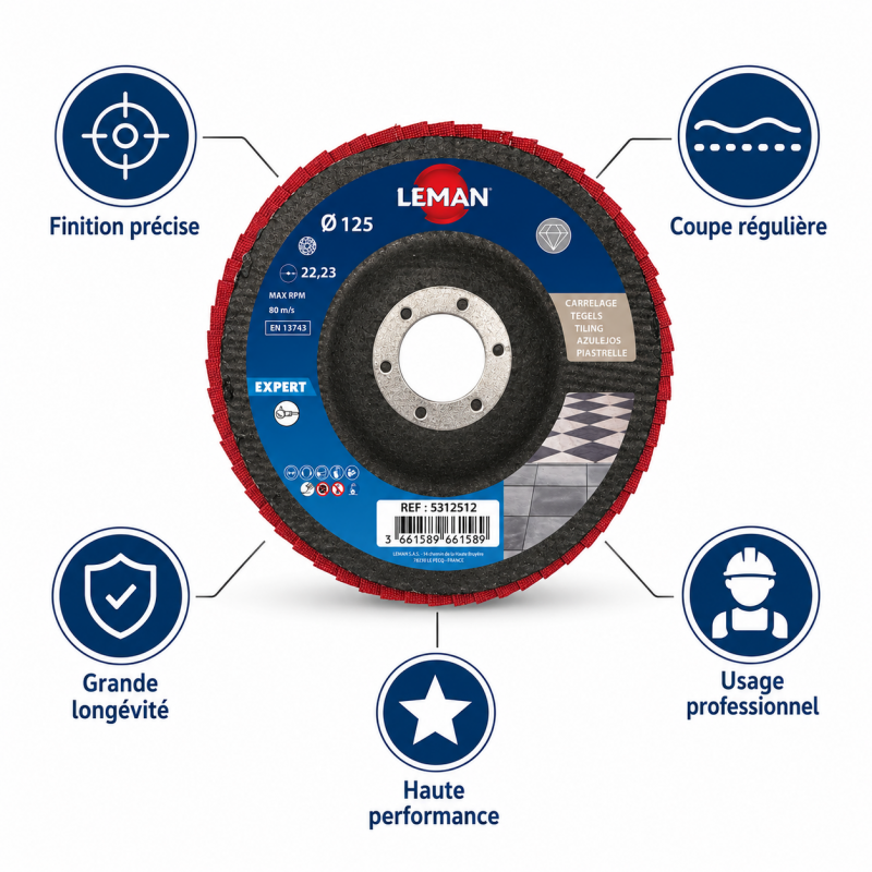 Leman Disque Lamelles Diamant D125 Gr120 LEMAN Kobleo