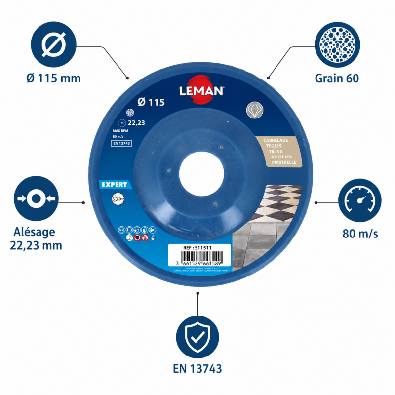 Leman Disque Lamelles Diamant D115 Gr60 LEMAN Kobleo