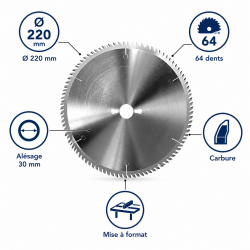 Leman Lame Scie Circulaire Carbure D. 220 mm Format Bois, Leman Kobleo