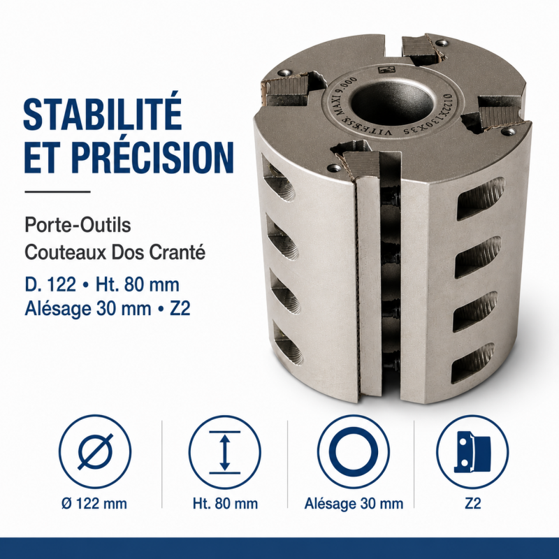 Porte-Outils Couteaux Dos Crante D. 122 mm, Leman