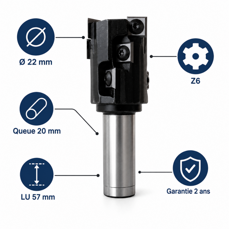 Leman Porte-Outils Calibrer CNC D. 22 mm Queue 20 mm, Leman Kobleo